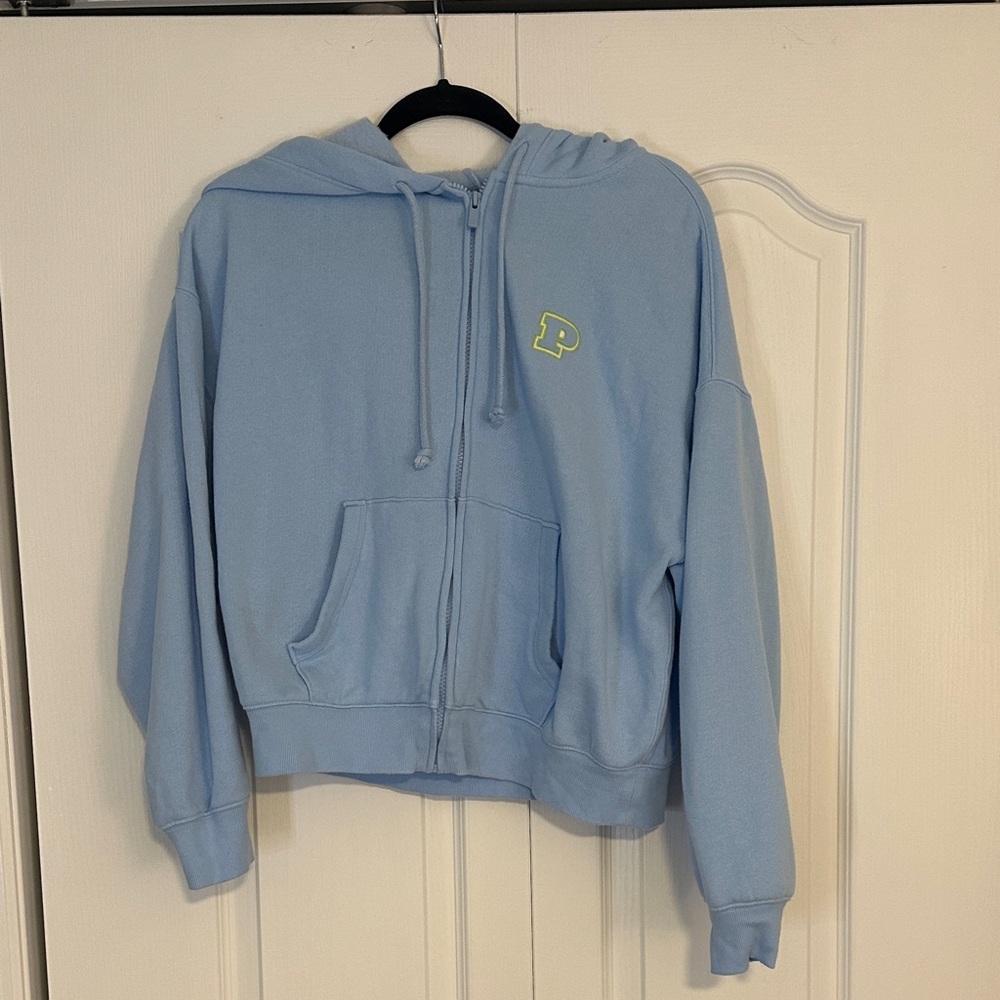 PINK light blue zip up hoodie